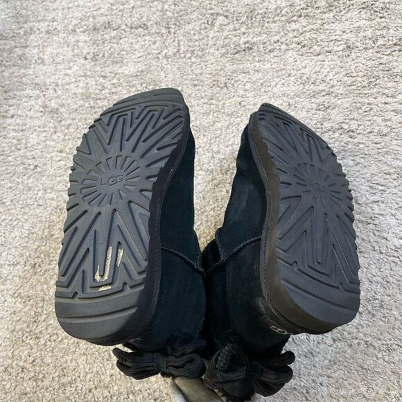 Ugg Mini Bailey Corduroy Bow Black Boots - Picture 3 of 6